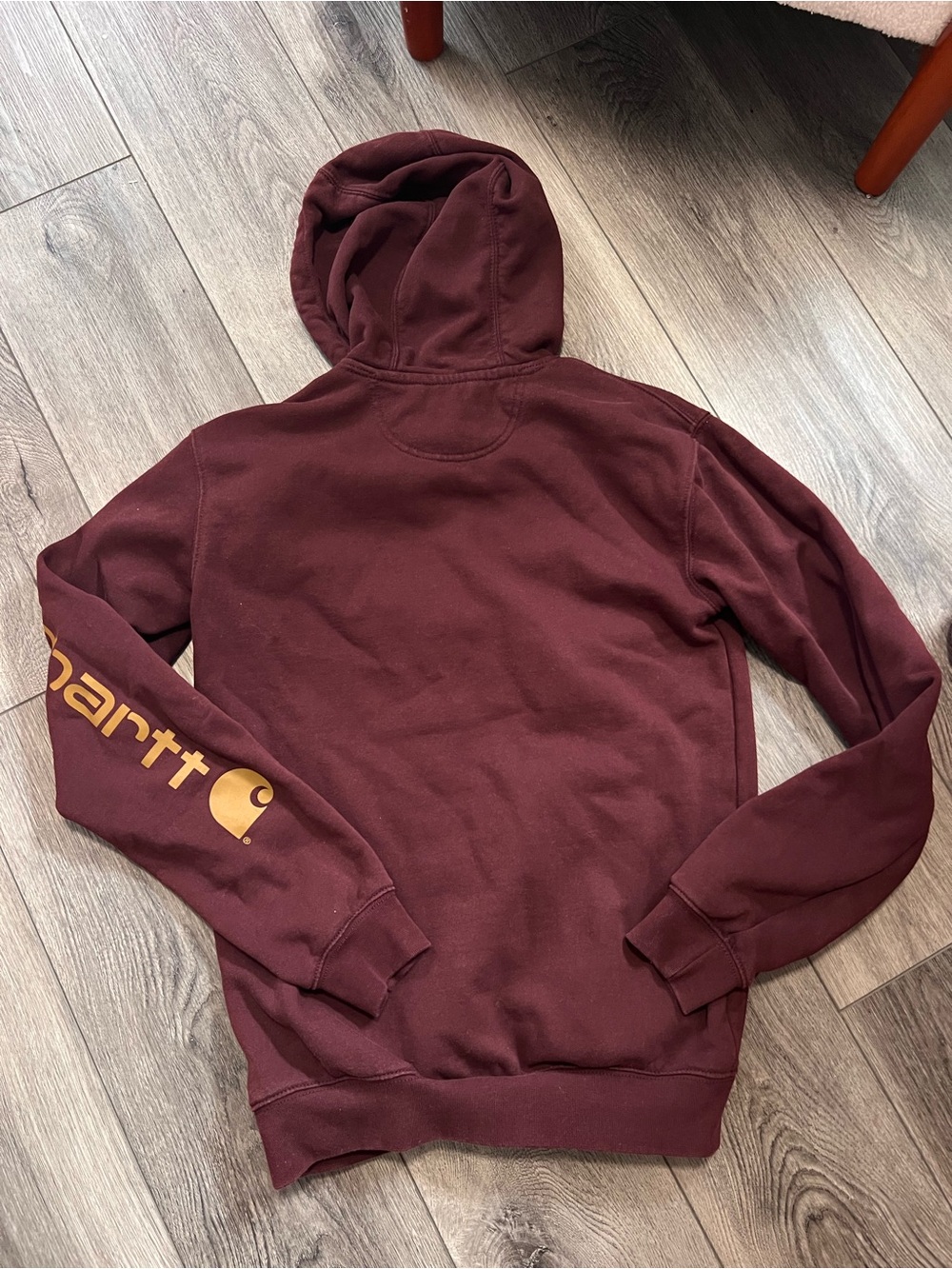 Carhartt Men’s Maroon Hooded Sweatshirt with Logo Sleeve - Picture 2 of 4
